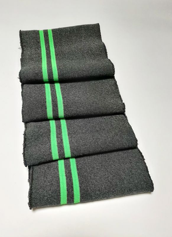 Довяз-манжет 16х130см т.серый меланж+2полосы салатовый ХБ двойной