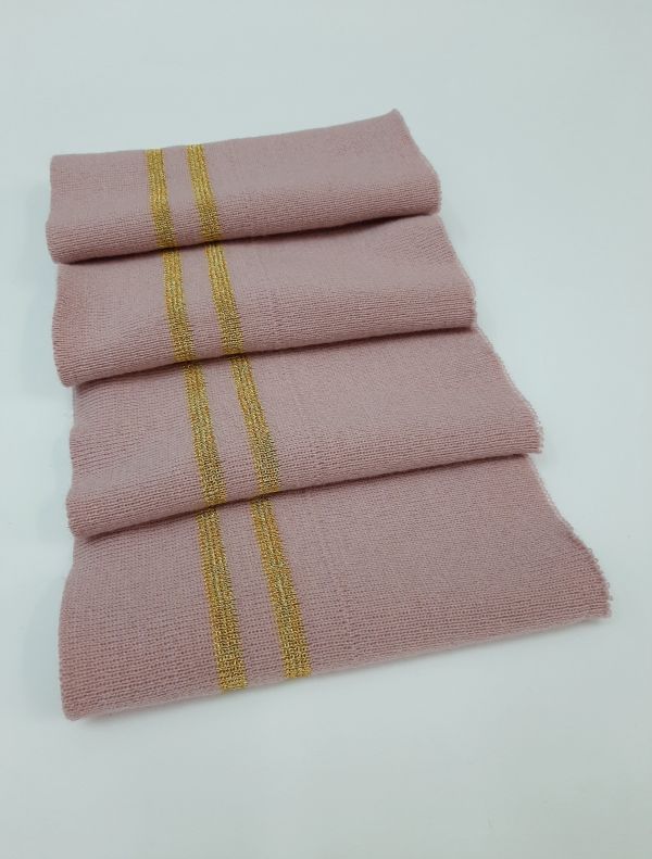 Дов'яз-манжет 16х100см пудра+2 смужки золото Акрил подвійний