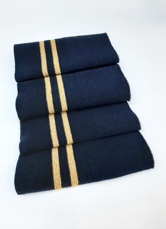 Дов'яз-манжет 16х100см т.синій+2 смужки золото Акрил подвійний