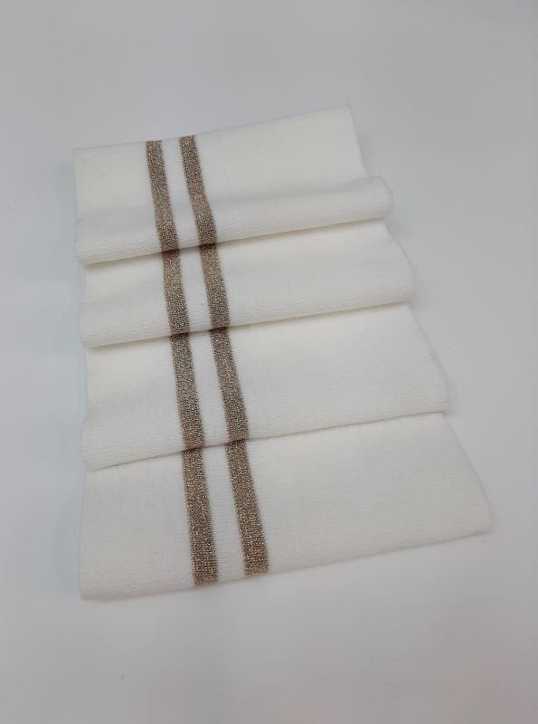 Дов'яз-манжет 16х100см білий+2 смужки золото акрил подвійний