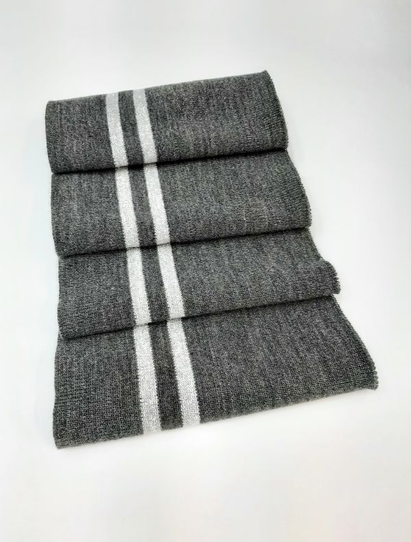 Дов'яз-манжет 16х100см т.сірий меланж+2 смужки срібло Акрил подвійний