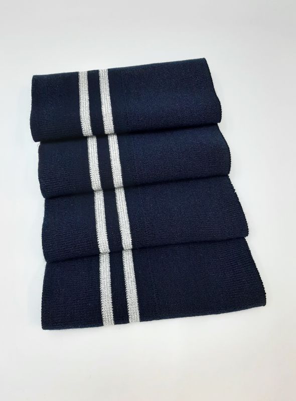 Дов'яз-манжет 16х100см т.синій+2 смужки срібло Акрил подвійний