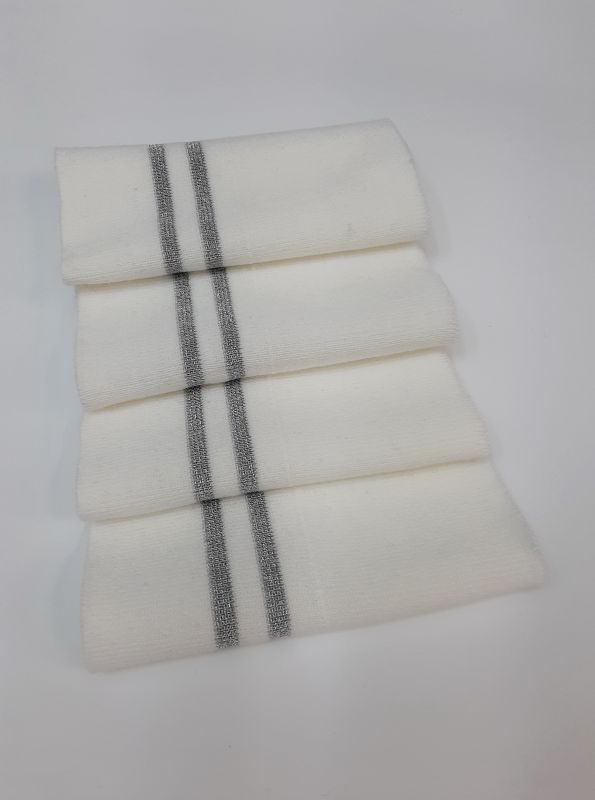 Дов'яз-манжет 16х100см білий+2 смужки срібло акрил подвійний