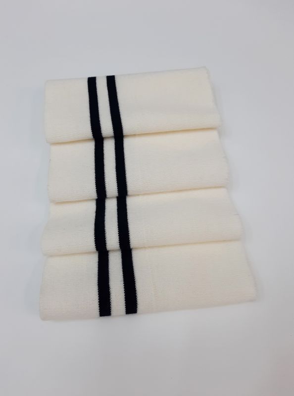 Дов'яз-манжет 16х100см молочн+2 смужки т.синій Акрил подвійний