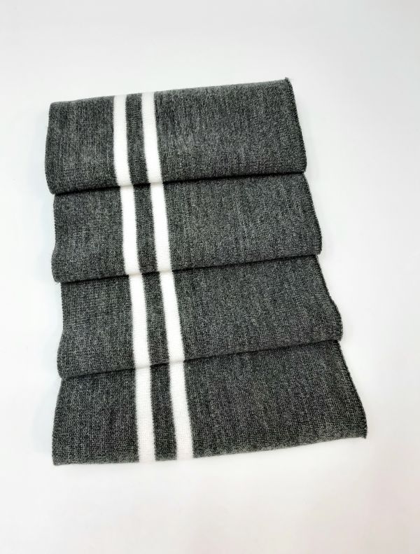 Дов'яз-манжет 16х100см т.сірий+2 смужки білий Акрил подвійний