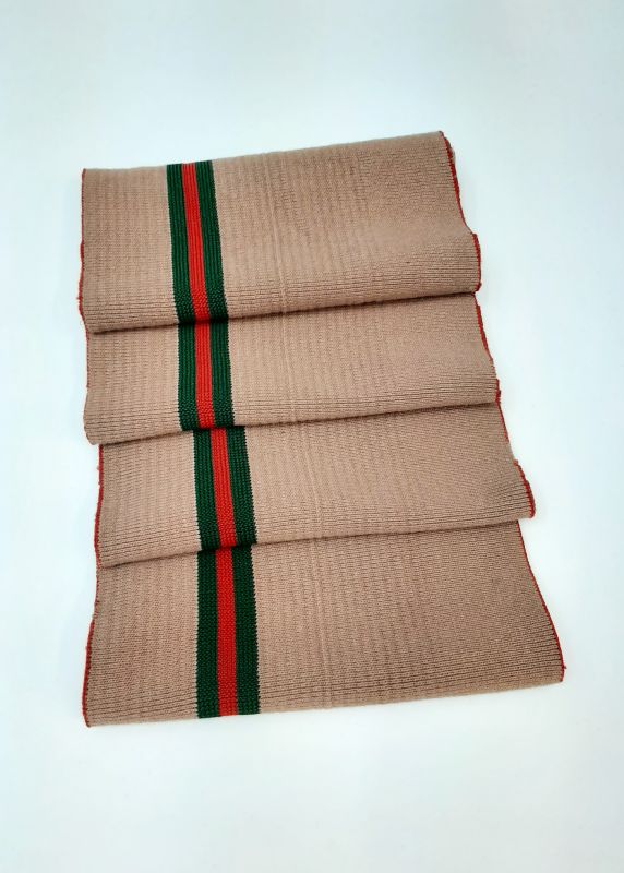 Довяз-манжет 13х100см какао+3полоски (гучи) красный+зеленый хб двойной