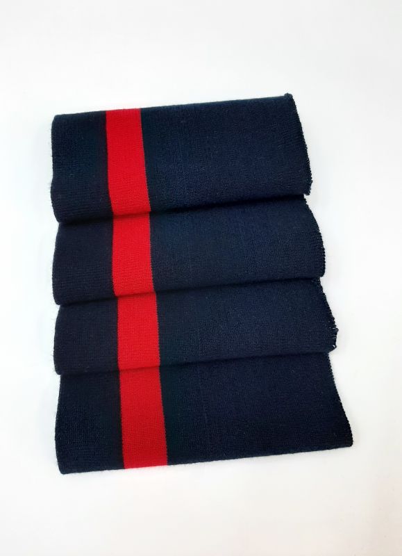 Дов'яз-манжет 16х100см т.синій+1смужка 22мм червоний Акрил подвійний