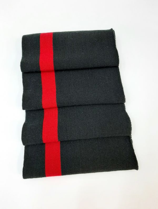 Дов'яз-манжет 16х100см чорний+1 смужка 22мм червоний Акрил подвійний