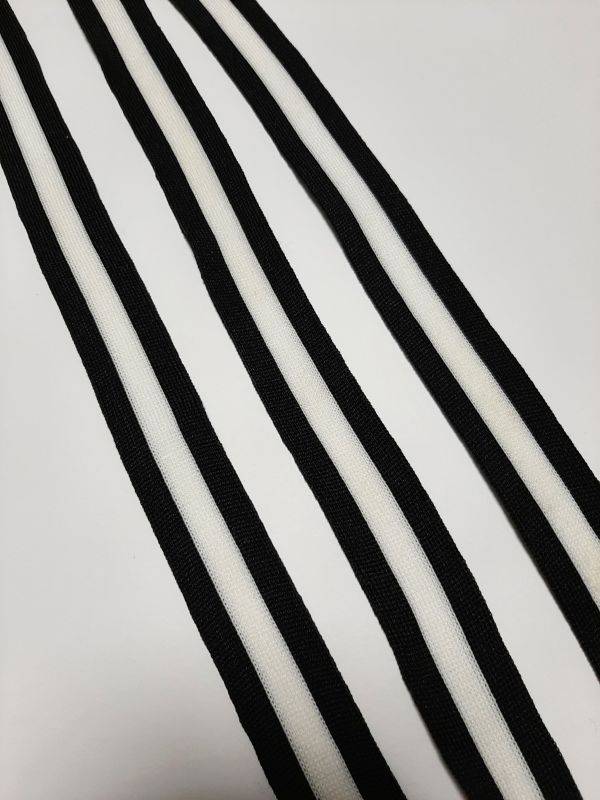 Тасьма-лампас трикотаж 2,5см в смужку чорний+білий+чорний