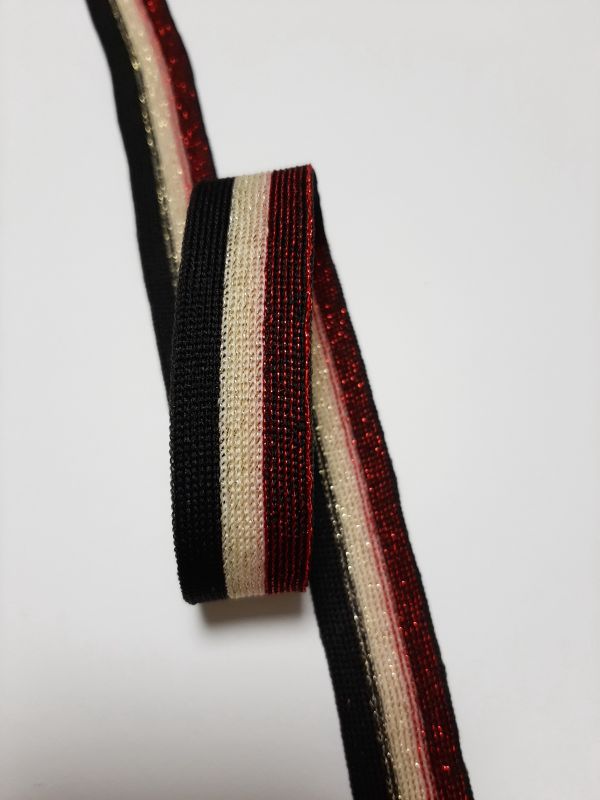 Тасьма-лампас трикотаж 2см в смужку бордо+золото+шоколад