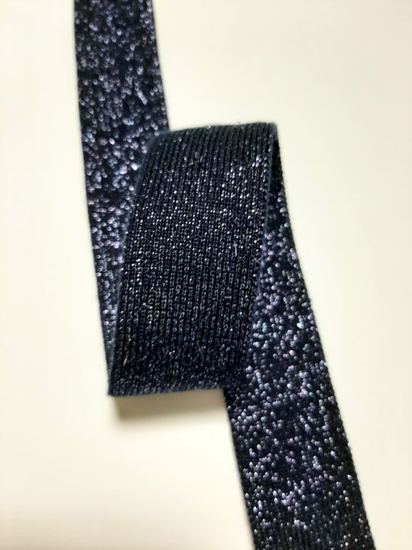 Тасьма-лампас трикотаж 3см Темно-Синій люрекс. Основа бавовна