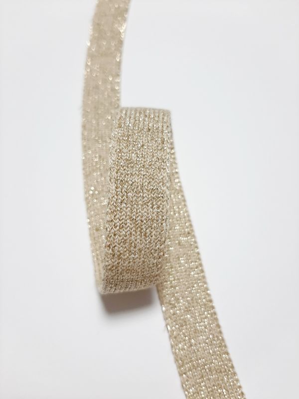 Тасьма-лампас трикотаж 15мм Золото люрекс. Основа бавовна