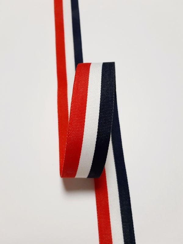 тасьма репс 20мм в смужку син-біл-червона 25а