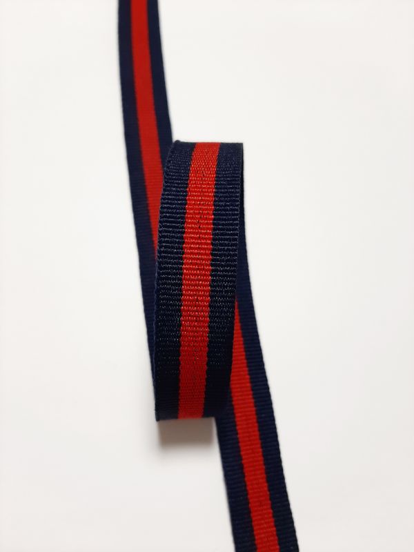 тасьма репс 15мм в смужки синя+червона+синя 50а