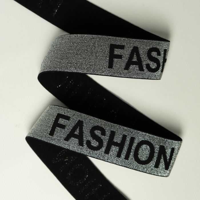 Резинка Декор 4 см чорний+срібло Fashion 25 м