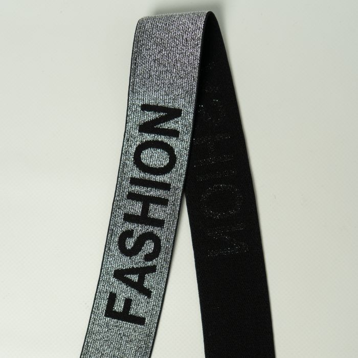 Резинка Декор 4 см чорний+срібло Fashion 25 м