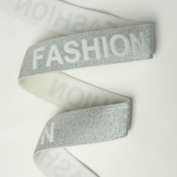 Резинка Декор 4 см білий+срібло Fashion 25 м