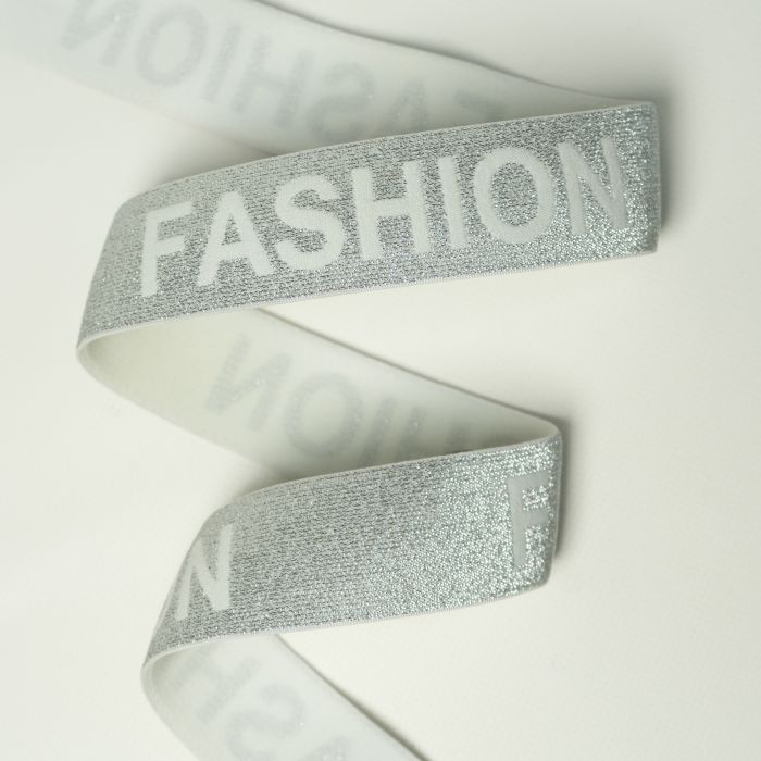 Резинка Декор 4 см білий+срібло Fashion 25 м