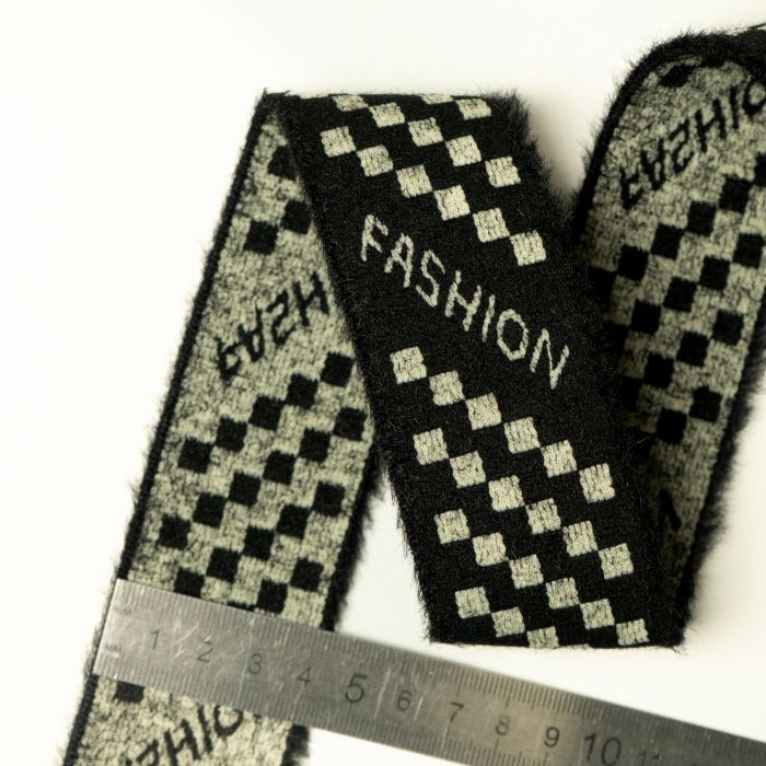 Резинка Декор 4 см Шахматка Fashion мохната чорний 25я