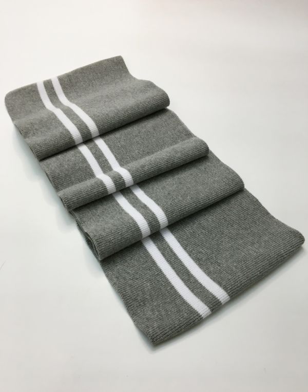 Довяз-манжет 16х100см серый меланж+2полоски белый хб двойной