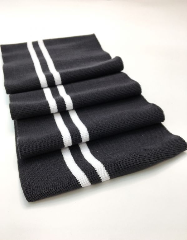 Довяз-манжет 16х100см черный+2полоски белый хб двойной