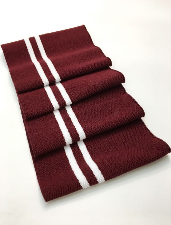 Довяз-манжет 16х100см вишня+2полоски белый ХБ двойной