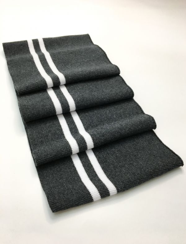 Довяз-манжет 16х100см т.серый меланж+2полоски белый ХБ двойной