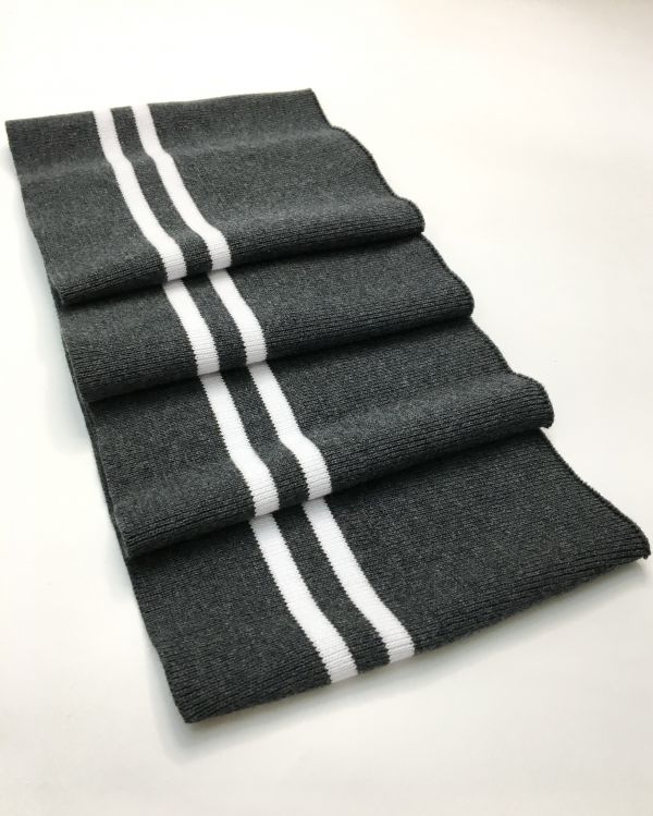 Довяз-манжет 16х100см т.серый+2полоски белый хб двойной