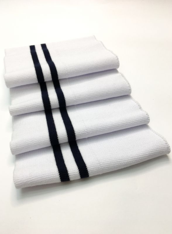 Довяз-манжет 16х100см белый+2полоски синий хб двойной