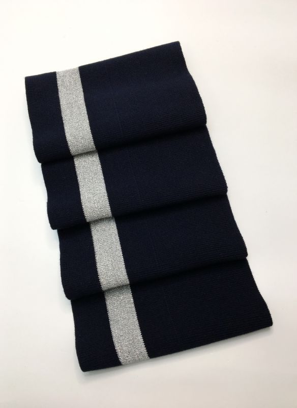 Довяз-манжет 16х100см т.синий+1полоса 22мм серебро хб двойной