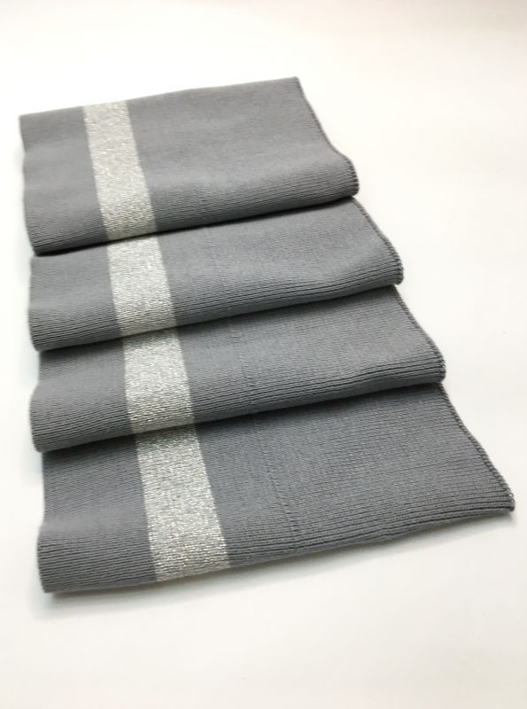 Довяз-манжет 16х100см серый+1полоса 22мм серебро хб двойной