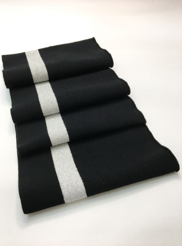 Довяз-манжет 16х100см черный+1полоса 22мм серебро хб двойной