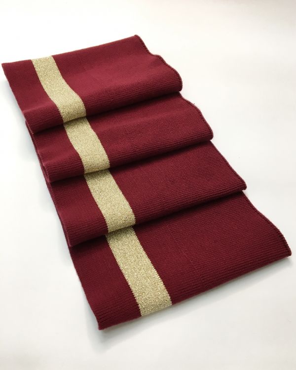 Довяз-манжет 16х100см вишня+1полоса 22мм золото хб двойной