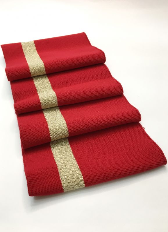 Довяз-манжет 16х100см красный+1полоса 22мм золото хб двойной