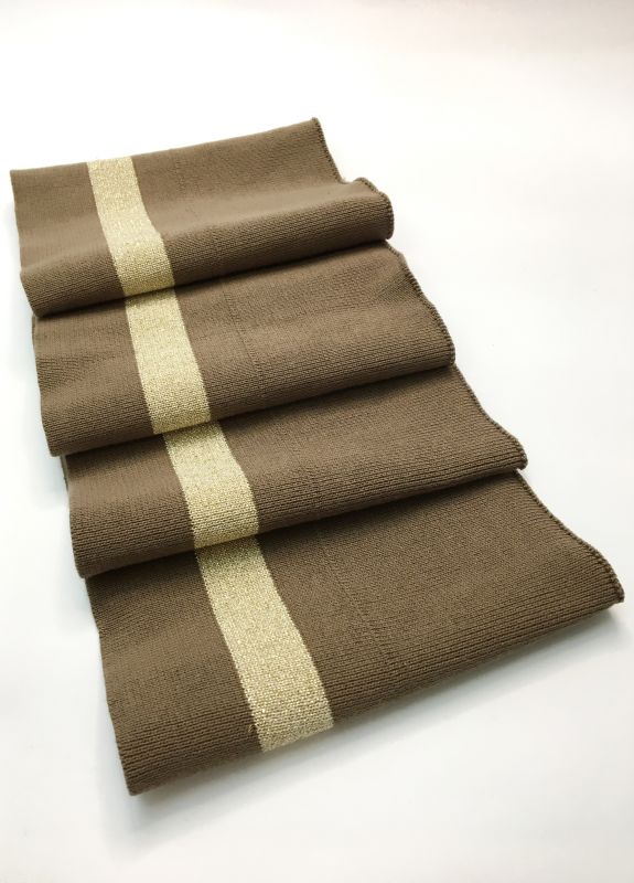 Довяз-манжет 16х100см какао+1полоса 22мм золото хб двойной