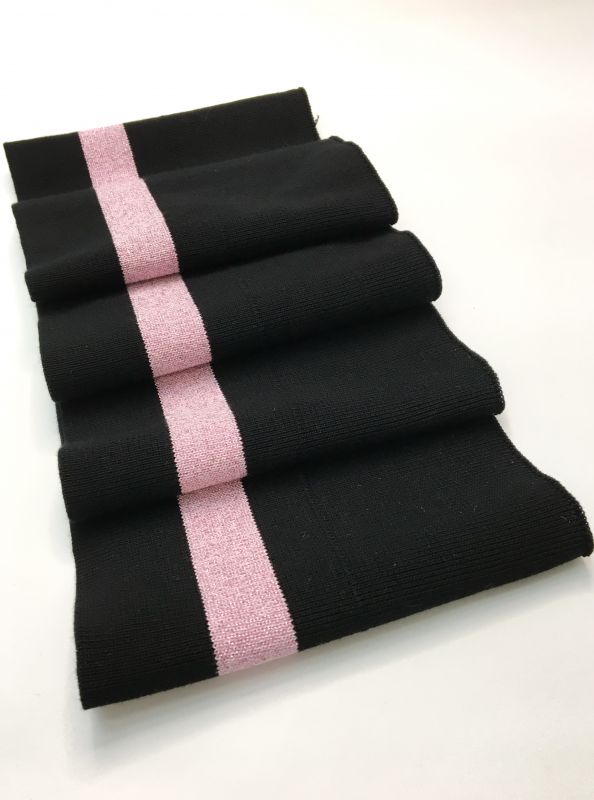 Довяз-манжет 16х100см черный+1полоса 22мм розовый люрекс хб двойной