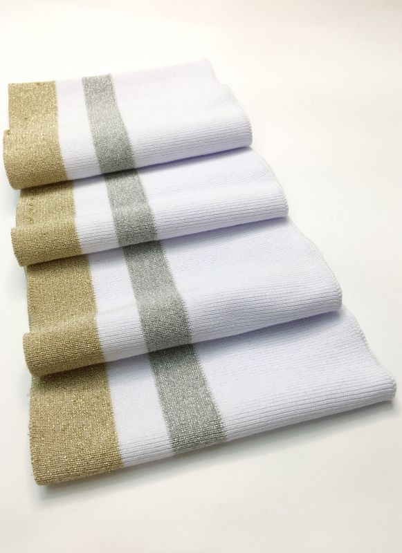 Довяз-манжет 16х100см 50х50 3цвета серебро+белый+золото+сторона Белый ХБ двойной