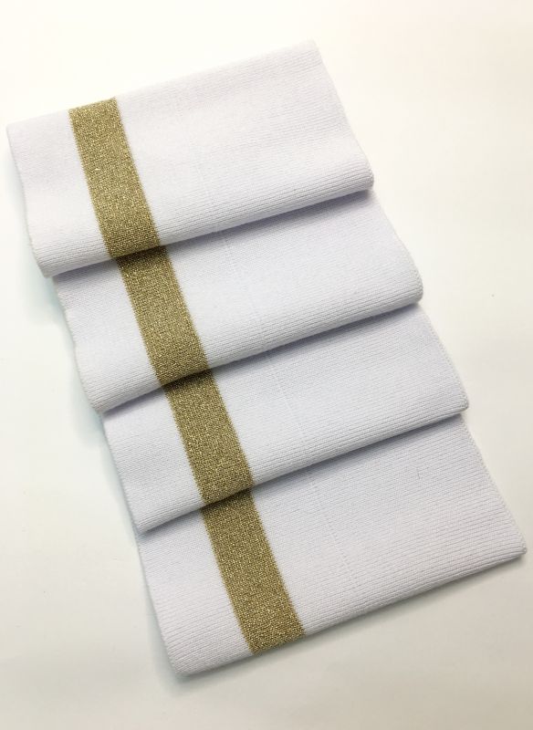 Довяз-манжет 16х100см белый+1полоса 22мм золото хб двойной