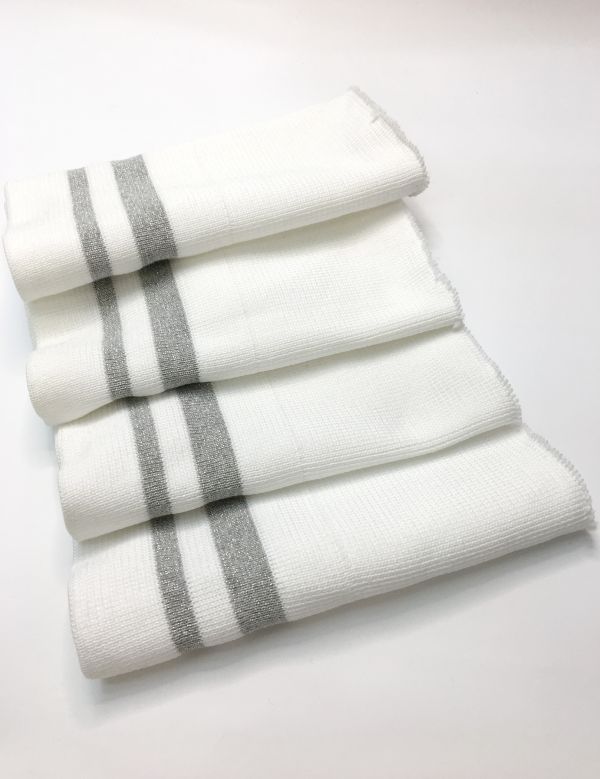 Довяз-манжет 16х100см Молочный+2полоски серебро полиэстер двойной Довяз-манжет 16х100см Молочный+2полоски серебро полиэстер двойной