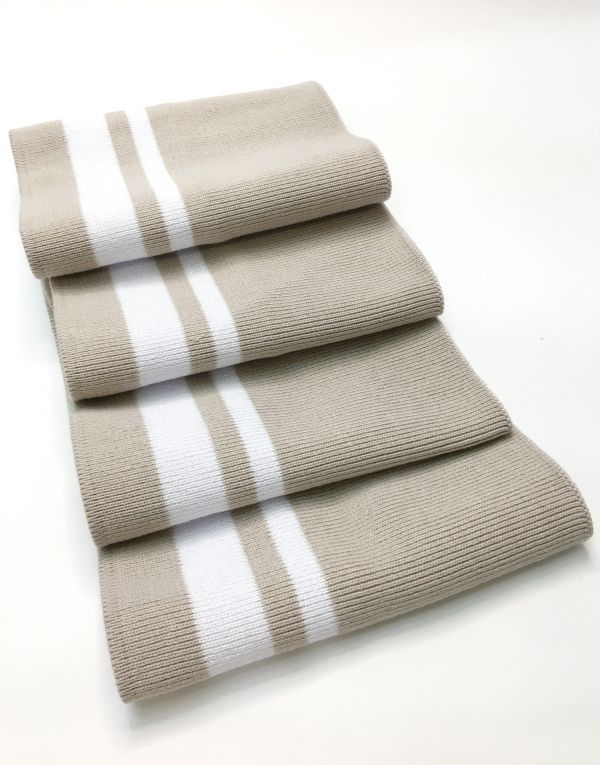 Дов'яз-манжет 15х100см беж+2 смужки білий люрекс бавовна+еластан одинарний/подвійний