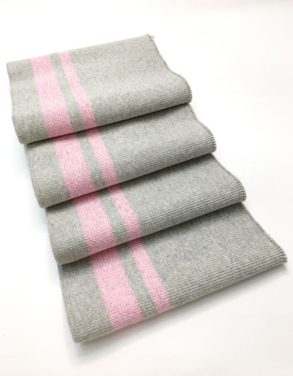 Дов'яз-манжет 15х100см св.сірий меланж+2 смужки рожевий люрекс бавовна+еластан одинарний/подвійний