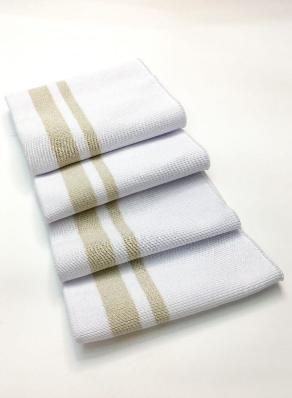 Дов'яз-манжет 15х100см білий+2 смужки св.золото люрекс бавовна+еластан одинарний/подвійний