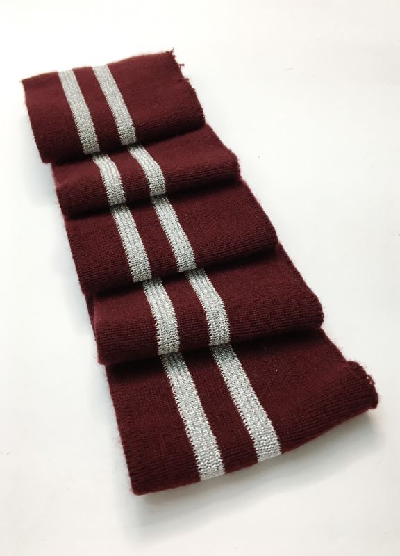 Довяз-манжет 8х100см вишня+2полоски серебро Акрил одинарный