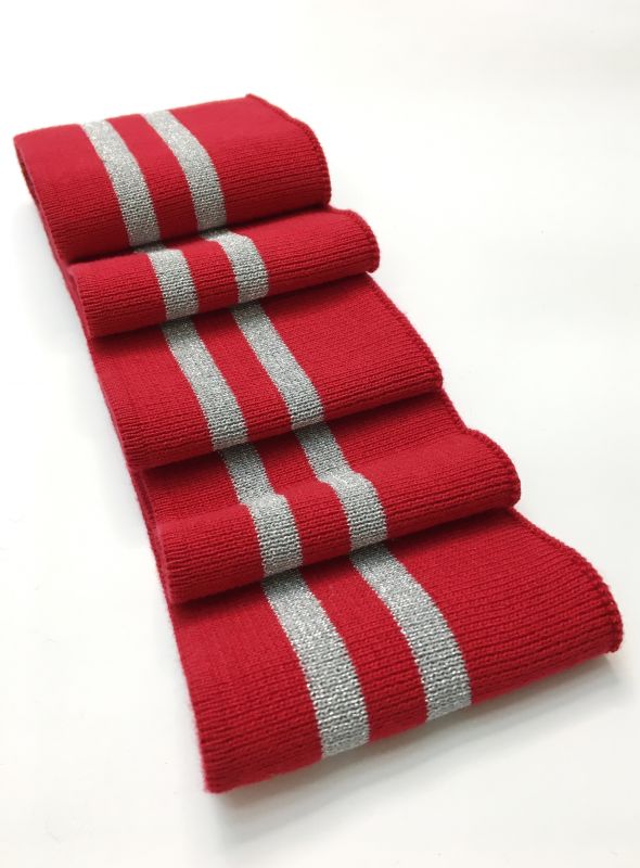 Довяз-манжет 8х100см красный+2полоски серебро  ХБ одинарный