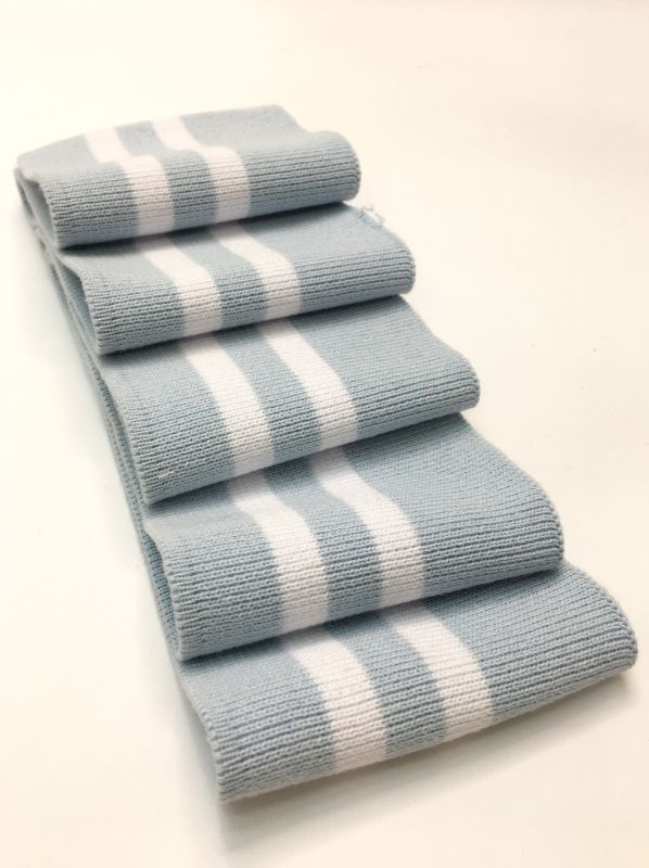 Довяз-манжет 8х100см св.голубой+2полоски белый  ХБ одинарный