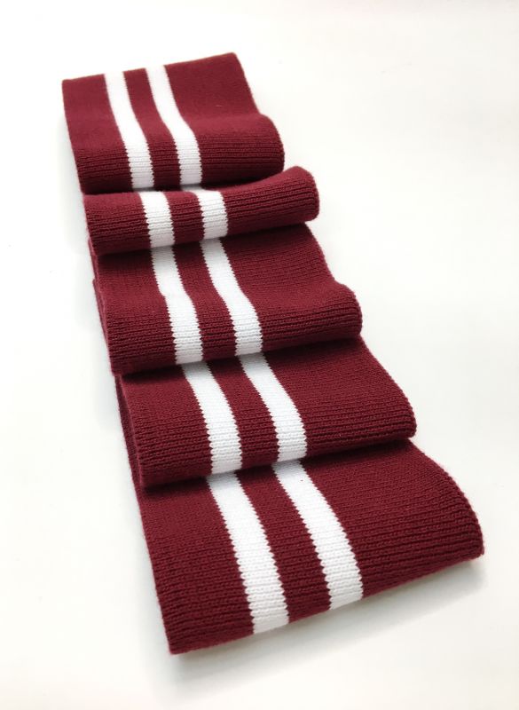 Довяз-манжет 8х100см вишня+2полоски белый  ХБ одинарный