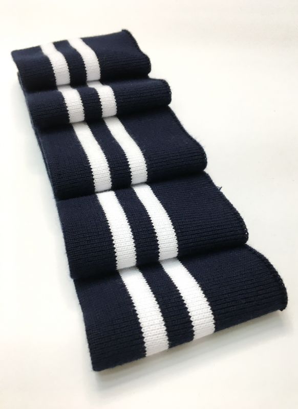 Довяз-манжет 8х100см т.синий+2полоски белый  ХБ одинарный