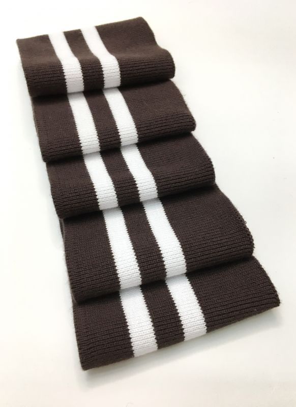 Довяз-манжет 8х100см шоколад+2полоски белый  ХБ одинарный