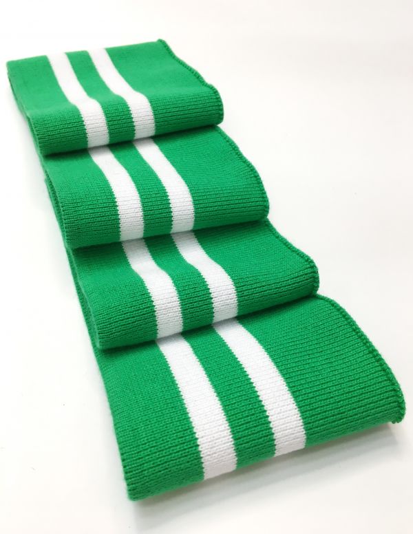 Довяз-манжет 8х100см зеленый+2полоски белый  ХБ одинарный