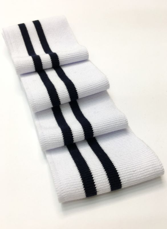 Довяз-манжет 8х100см белый+2полоски т.синий ХБ одинарный